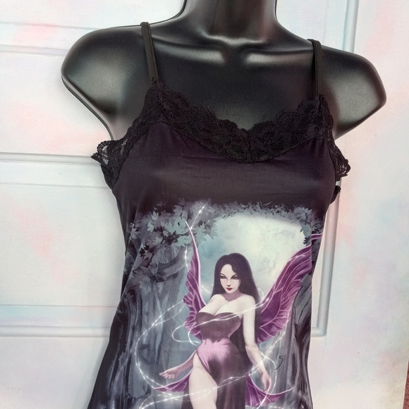 💥Fairy grunge bodycon gothic slip dress! Nwt! Sexy goth dress w/lace trim - Picture 7 of 12